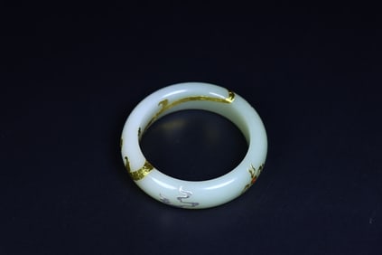 A Rare Hetian jade with Gold Wrapping Bracelet