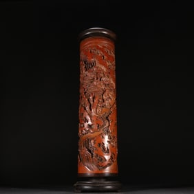 Bamboo Carving Figure Story Pattern Incense Holder