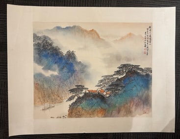 A Chinese Ink Painting of Insects on Paper with a Frame,Modern Time of China,Song Wenzhi,without