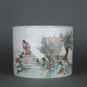 Famille-Rose Figures Pattern Brush Pot