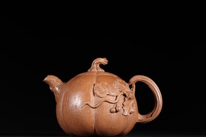 A Rare Pumpkin-Shaped Zisha teapot