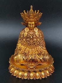 A Rare Red Bronze Gilt Shakyamuni Buddha
