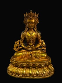 A Rare Gilt Bronze Amitayus Buddha