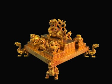 A Rare Gilt Bronze Set of Seals