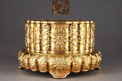 Gilt Red Copper Lotus Pattern Censer