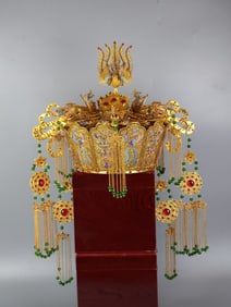 Gilt Bronze Inlaid Gems Phoenix Crown