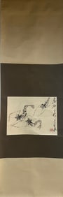 A Chinese Ink Shrimp Painting Vertical Scroll on Paper