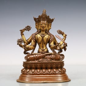 A Exquisite Coppery Six-arms Statue of Avalokitesvara