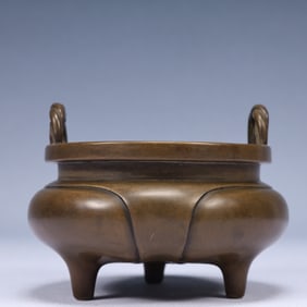 An Exquisite Bronze Double-Ears and Tripod Censer