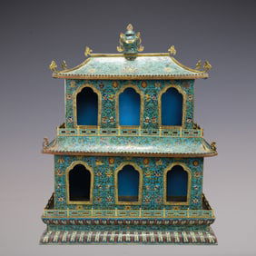 A Exquisite Cloisonne Lotus Pattern Pagoda