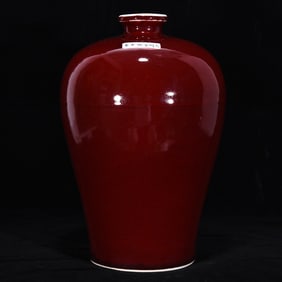 An Exquisite Ji Red Glazed Blue and White Dragon Pattern Vase