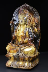 An Exquisite White Jade Buddha Statue