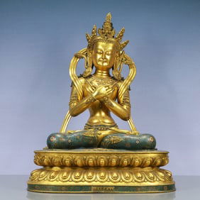 A Exquisite Cloisonne Statue of Avalokitesvara Ornament