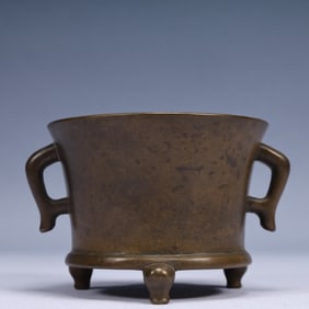 An Exquisite Bronze Double-Ears and Tripod Censer