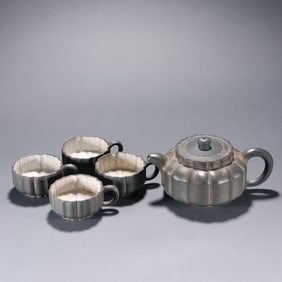 A Set of Fine Purple Sands Teapot