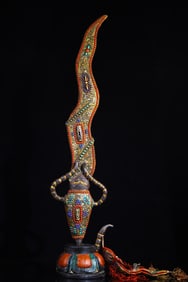 An Exquisite Iron Inlaid Gems Painted Color Ornament