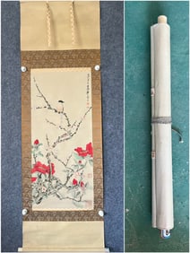 A Chinese Vertical Scroll Ink Painting of Flower and Bird on Paper
