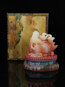 An Exquisite Shoushan Stone Flower and Bird Pattern Ornament