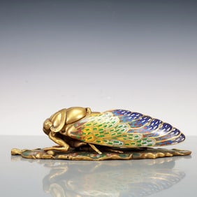 A Exquisite Cloisonne Gilt Bronze Cicada Ornament