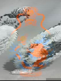 An Exquisite Famille-Rose Iron-Red Painted Gold Lotus Pattern Dragon Pattern Double-Ears Vase