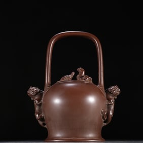 An Exquisite Purple Sands Auspicious Beast Pattern Ewer