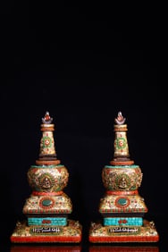 An Exquisite Crystal Inlaid Gems Pagoda