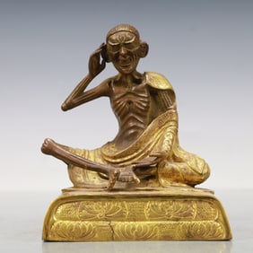 A Exquisite Gilt Bronze Statue of Arhat