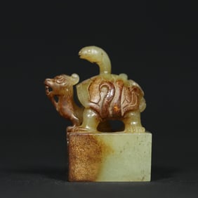 An Exquisite White Jade Auspicious Beast Seal