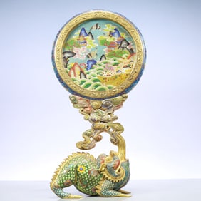 A Exquisite Cloisonne Seawater Pattern Pine and Crane Pattern Sika Deer Pattern Landscape Pattern