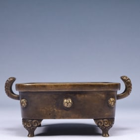 An Exquisite Bronze Double-Ears Censer