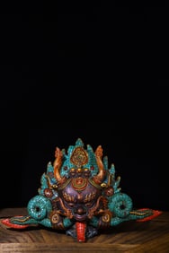 An Exquisite Yak bone Inlaid Gems Statue of Vajra