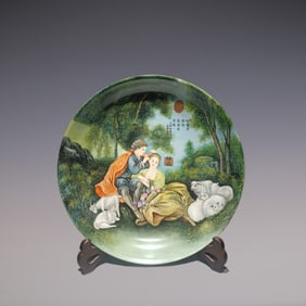 An Exquisite Enamel Character and Story Pattern with poem Plate