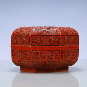 A Exquisite Carved Red Lacquer Dragon Pattern Box