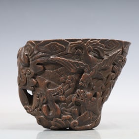 A Exquisite Eaglewood Auspicious Beast Pattern Cup