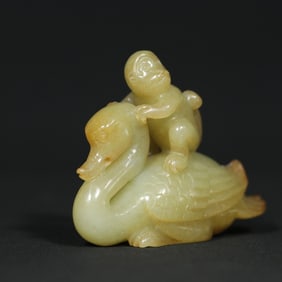 An Exquisite White Jade Goose Ornament