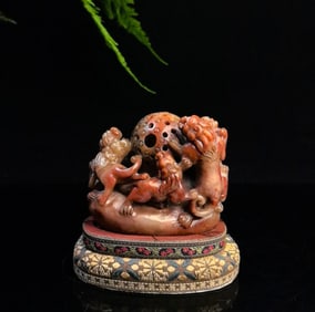 An Exquisite Shoushan Stone Auspicious Beast Seal