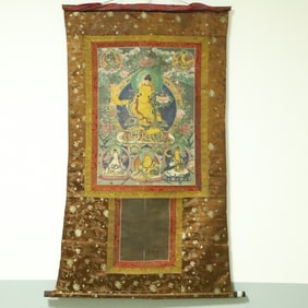 An Exquisite Brocade Painted Color Statue of Manjusri Tangka