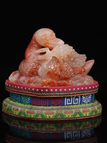 An Exquisite Shoushan Stone Flower and Bird Pattern Ornament