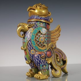 An Exquisite Cloisonne Gilt Bronze Lotus Pattern Phoenix Vase