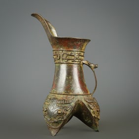 An Exquisite Bronze Beast-Face Pattern With Inscription Ewer