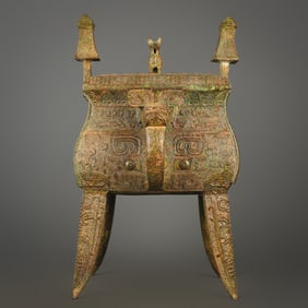 An Exquisite Bronze Beast-Face Pattern With Inscription Double-Ears Censer