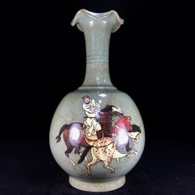An Exquisite Ru yao Painted Color Character and Story Pattern Vase