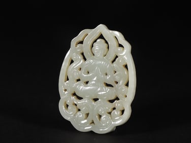 An Exquisite White Jade Figure Pattern Ornament