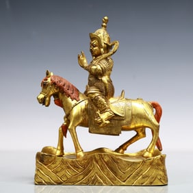 A Exquisite Gilt Bronze Figure Riding Horse