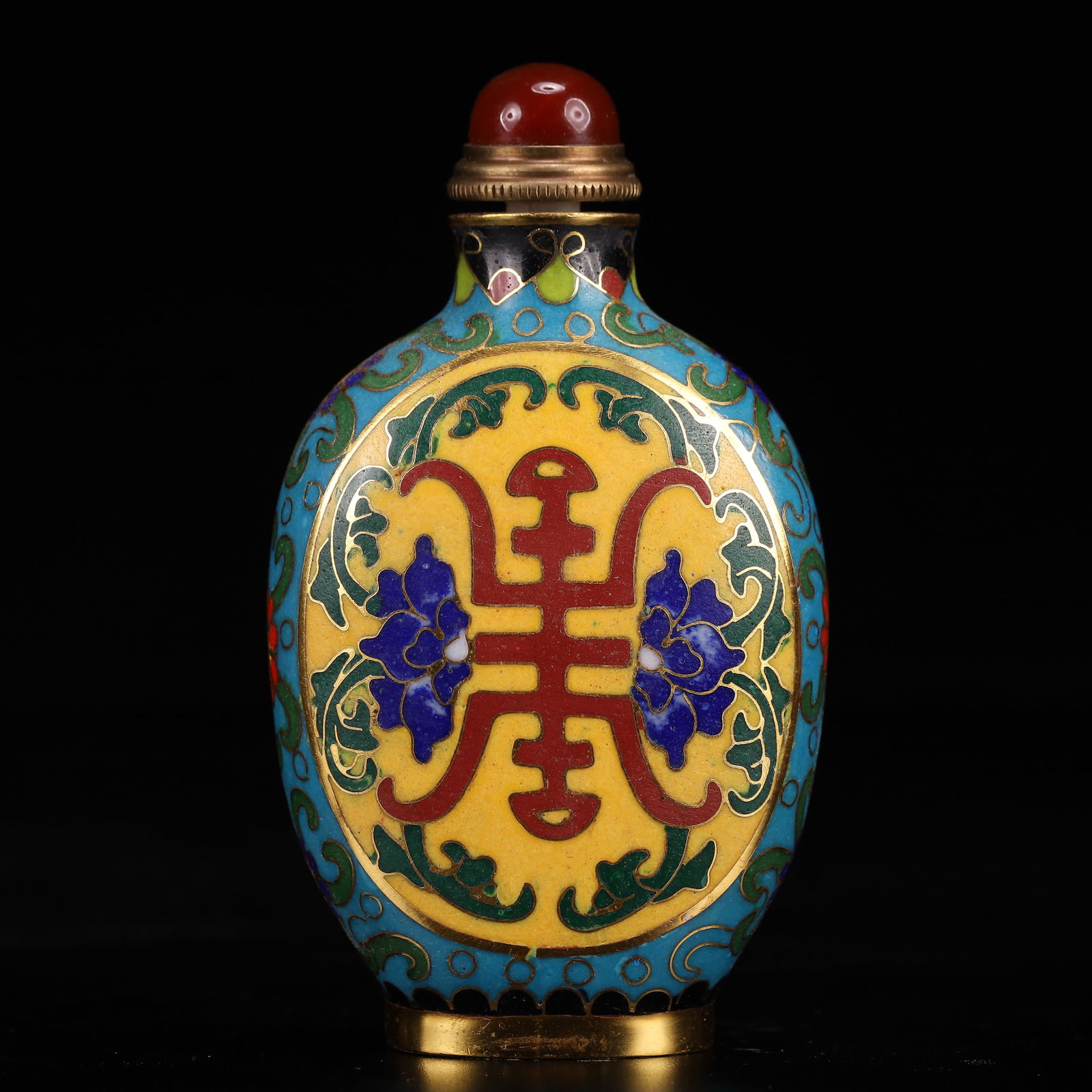 An Exquisite Cloisonne Shou-Character Pattern Snuff Bottle (1 of 9)