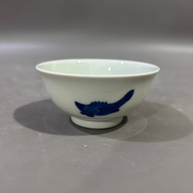 An Exquisite Blue and White Fish Pattern Cup