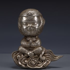 An Exquisite Silver-plated Bronze Figure Ornament