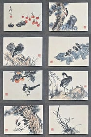 A Chinese Album Ink Painting of Flower and Bird on Paper,Li Kuchan