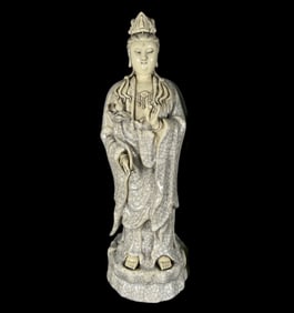 A Solemn Blance-De-Chine Statue of Avalokitesvara