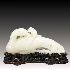 An Exquisite White Jade Phoenix Ornament